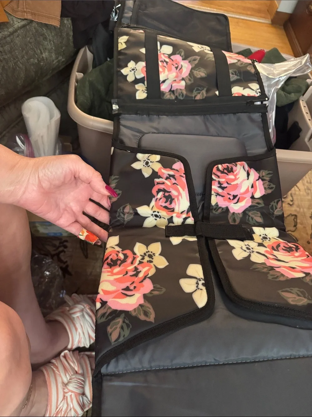 Floral Kids Toiletry Bag in Black and Pink